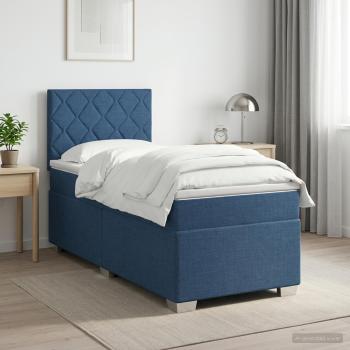 ARDEBO.de - Boxspringbett mit Matratze mit Kopfteil Blau 90 x 190 cm Stoff