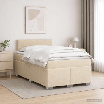 ARDEBO.de - Boxspringbett mit Matratze Creme 120 x 190 cm Stoff