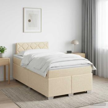 ARDEBO.de - Boxspringbett mit Matratze Creme 120 x 190 cm Stoff