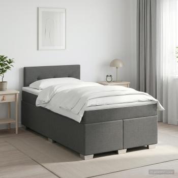 ARDEBO.de - Boxspringbett mit Matratze Dunkelgrau 120 x 200 cm Stoff