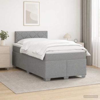 ARDEBO.de - Boxspringbett mit Matratze Hellgrau 120 x 200 cm Stoff