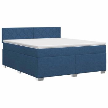 Boxspringbett mit Matratze mit Kopfteil Blau 140 x 200 cm Stoff
