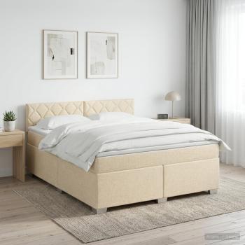 ARDEBO.de - Boxspringbett mit Matratze Creme 180 x 200 cm Stoff