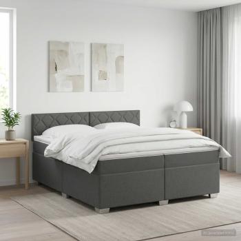 ARDEBO.de - Boxspringbett mit Matratze Dunkelgrau 200 x 200 cm Stoff