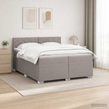 ARDEBO.de - Boxspringbett mit Matratze Taupe 200 x 200 cm Stoff