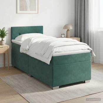 ARDEBO.de - Boxspringbett mit Matratze Dunkelgrün 100 x 200 cm Samt