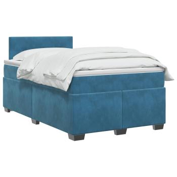 Boxspringbett mit Matratze Blau 120 x 190 cm Samt