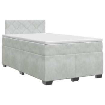 Boxspringbett mit Matratze Hellgrau 120 x 190 cm Samt