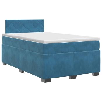 Boxspringbett mit Matratze mit Kopfteil Blau 120 x 190 cm Samt