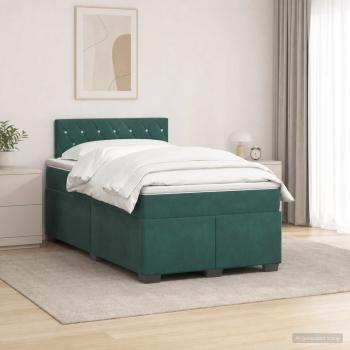 ARDEBO.de - Boxspringbett mit Matratze Dunkelgrün 120 x 200 cm Samt