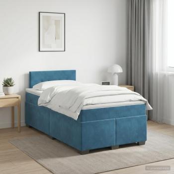 ARDEBO.de - Boxspringbett mit Matratze Dunkelblau 120 x 200 cm Samt