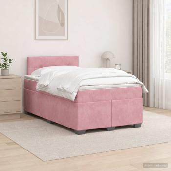 ARDEBO.de - Boxspringbett mit Matratze mit Kopfteil Rosa 120 x 200 cm Samt