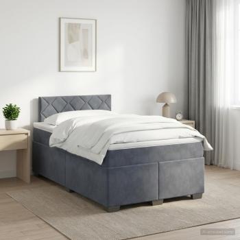 ARDEBO.de - Boxspringbett mit Matratze Dunkelgrau 120 x 200 cm Samt