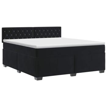 Boxspringbett mit Matratze Schwarz 140 x 190 cm Samt