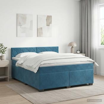 ARDEBO.de - Boxspringbett mit Matratze Dunkelblau 140 x 190 cm Samt