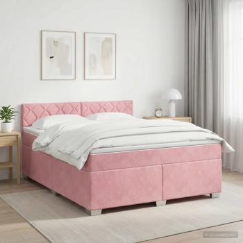 ARDEBO.de - Boxspringbett mit Matratze mit Kopfteil Rosa 140 x 200 cm Samt
