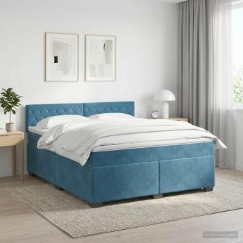 ARDEBO.de - Boxspringbett mit Matratze Dunkelblau 160 x 200 cm Samt