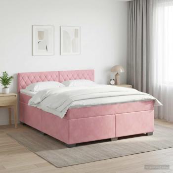 ARDEBO.de - Boxspringbett mit Matratze mit Kopfteil Rosa 160 x 200 cm Samt