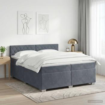 ARDEBO.de - Boxspringbett mit Matratze Dunkelgrau 200 x 200 cm Samt