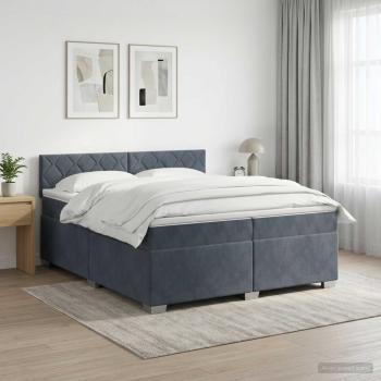ARDEBO.de - Boxspringbett mit Matratze Dunkelgrau 200 x 200 cm Samt