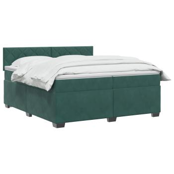 Boxspringbett mit Matratze Dunkelgrün 200 x 200 cm Samt
