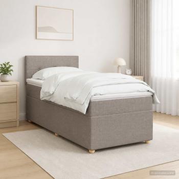ARDEBO.de - Boxspringbett mit Matratze mit Kopfteil Taupe 80 x 200 cm Stoff