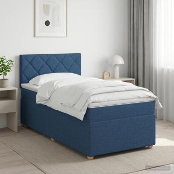 ARDEBO.de - Boxspringbett mit Matratze mit Kopfteil Blau 80 x 200 cm Stoff