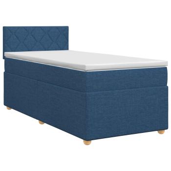 Boxspringbett mit Matratze mit Kopfteil Blau 80 x 200 cm Stoff