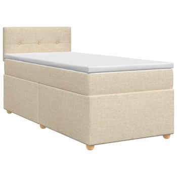 Boxspringbett mit Matratze mit Kopfteil Creme 90 x 190 cm Stoff