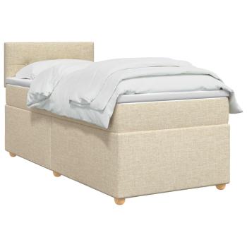 Boxspringbett mit Matratze mit Kopfteil Creme 90 x 190 cm Stoff