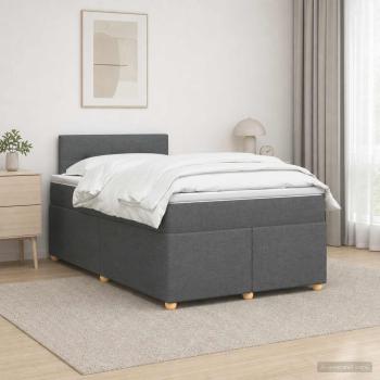 ARDEBO.de - Boxspringbett mit Matratze Dunkelgrau 120 x 190 cm Stoff