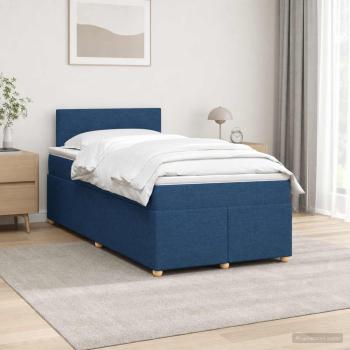 ARDEBO.de - Boxspringbett mit Matratze mit Kopfteil Blau 120 x 190 cm Stoff