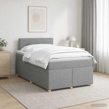 ARDEBO.de - Boxspringbett mit Matratze Hellgrau 120 x 200 cm Stoff