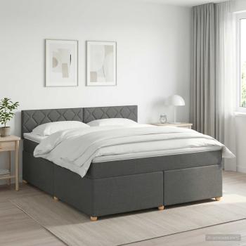 ARDEBO.de - Boxspringbett mit Matratze Dunkelgrau 140 x 200 cm Stoff