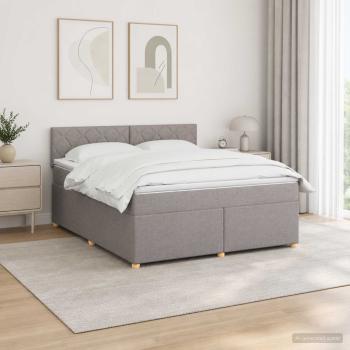ARDEBO.de - Boxspringbett mit Matratze Taupe 160 x 200 cm Stoff