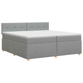 Boxspringbett mit Matratze Hellgrau 200 x 200 cm Stoff