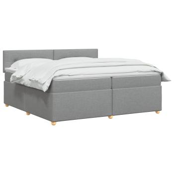 Boxspringbett mit Matratze Hellgrau 200 x 200 cm Stoff