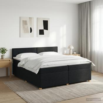ARDEBO.de - Boxspringbett mit Matratze Schwarz 200 x 200 cm Stoff