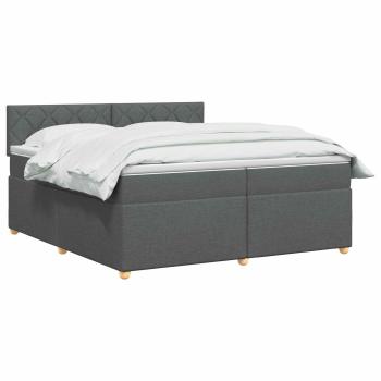 Boxspringbett mit Matratze Dunkelgrau 200 x 200 cm Stoff