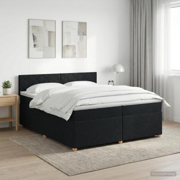 ARDEBO.de - Boxspringbett mit Matratze Schwarz 200 x 200 cm Stoff