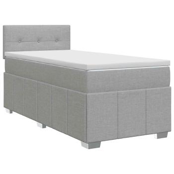 Boxspringbett mit Matratze Hellgrau 100 x 200 cm Stoff