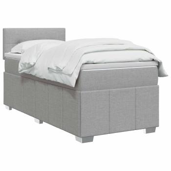 Boxspringbett mit Matratze Hellgrau 100 x 200 cm Stoff