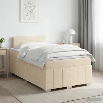 ARDEBO.de - Boxspringbett mit Matratze Creme 120 x 190 cm Stoff