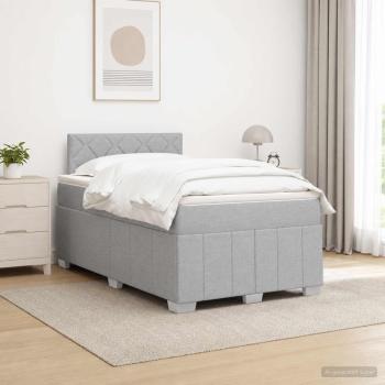ARDEBO.de - Boxspringbett mit Matratze Hellgrau 120 x 190 cm Stoff