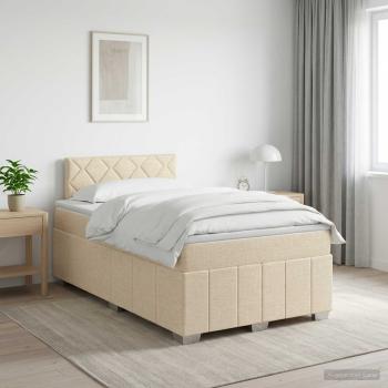 ARDEBO.de - Boxspringbett mit Matratze Creme 120 x 190 cm Stoff