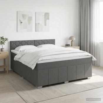 ARDEBO.de - Boxspringbett mit Matratze Dunkelgrau 140 x 200 cm Stoff