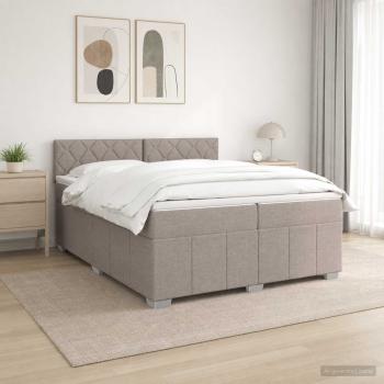 ARDEBO.de - Boxspringbett mit Matratze Taupe 200 x 200 cm Stoff