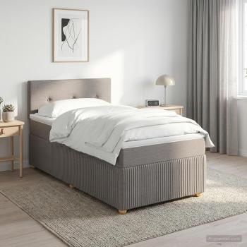 ARDEBO.de - Boxspringbett mit Matratze mit Kopfteil Taupe 80 x 200 cm Stoff