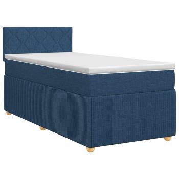 Boxspringbett mit Matratze mit Kopfteil Blau 80 x 200 cm Stoff