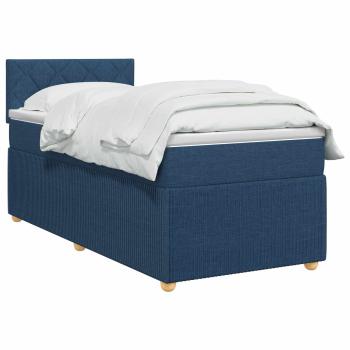 Boxspringbett mit Matratze mit Kopfteil Blau 80 x 200 cm Stoff